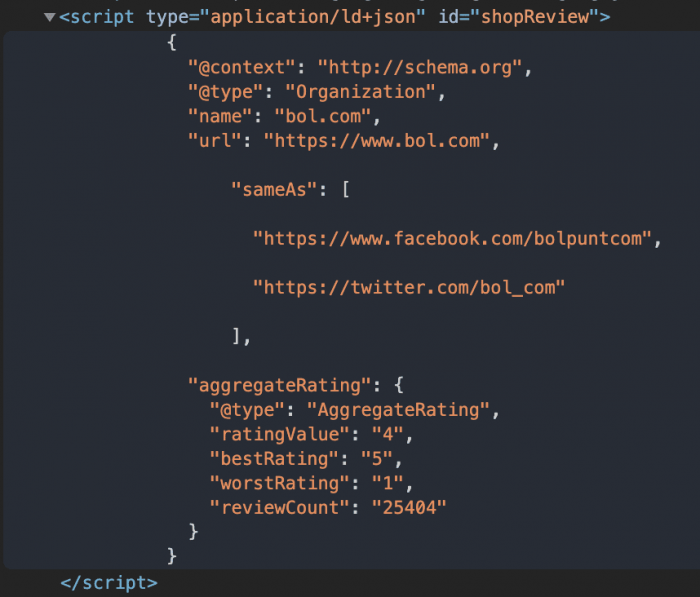 Schema.org review Markup Bol.com