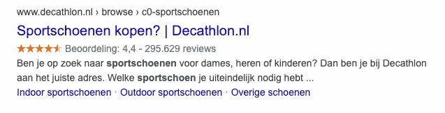 sterren google zoekresultaten zoeken website
